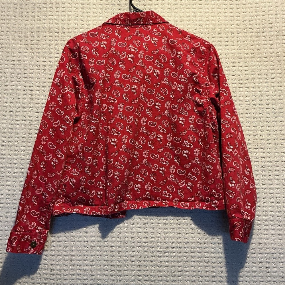 Metropolitan Red Bandana Print Cotton Jacket Blazer M Vintage Paisley Country - Picture 2 of 3